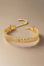 18K Gold Steel Wide Chain Bracelet