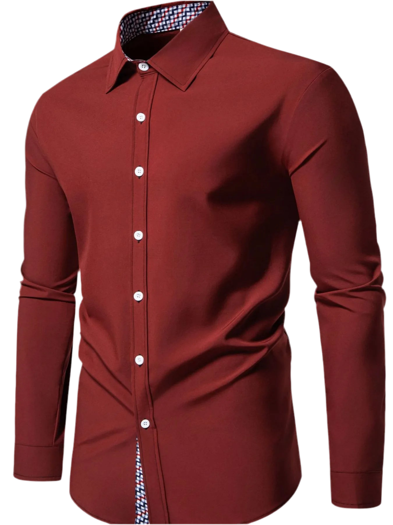 Button-Down Shirt with Checkered Contrast Trim