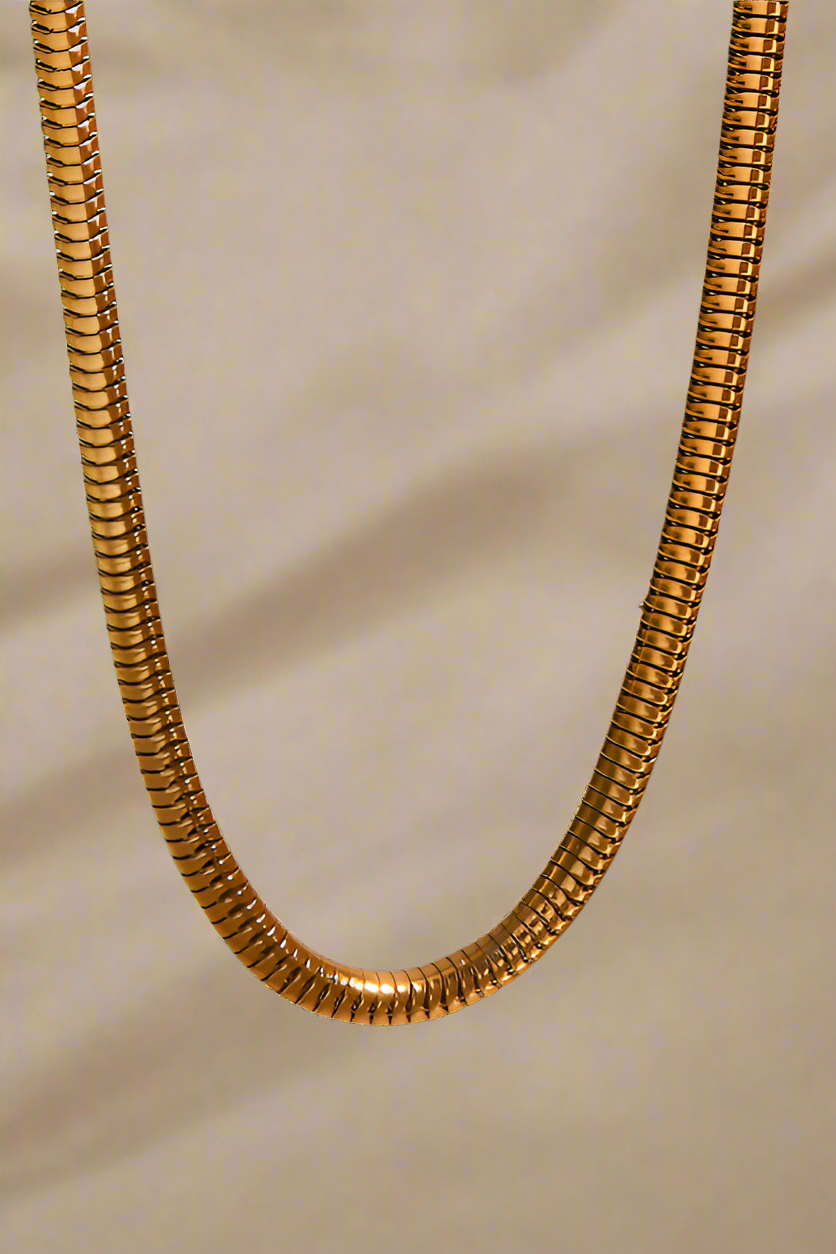 18K Gold Snake Bone Chain Necklace