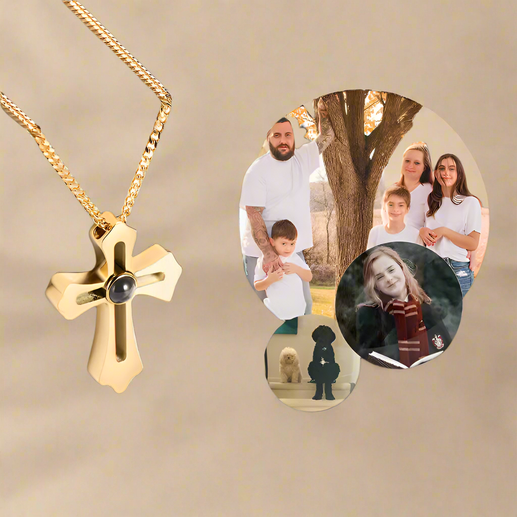Hollow Cross Projection Necklace
