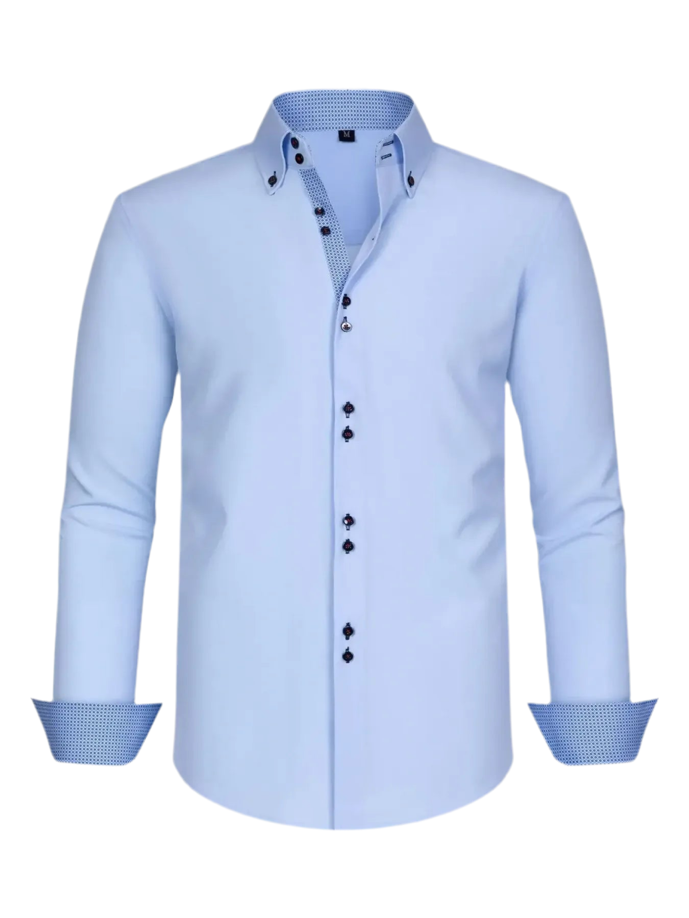 Button-Down Casual Shirt with Contrast Cuffs