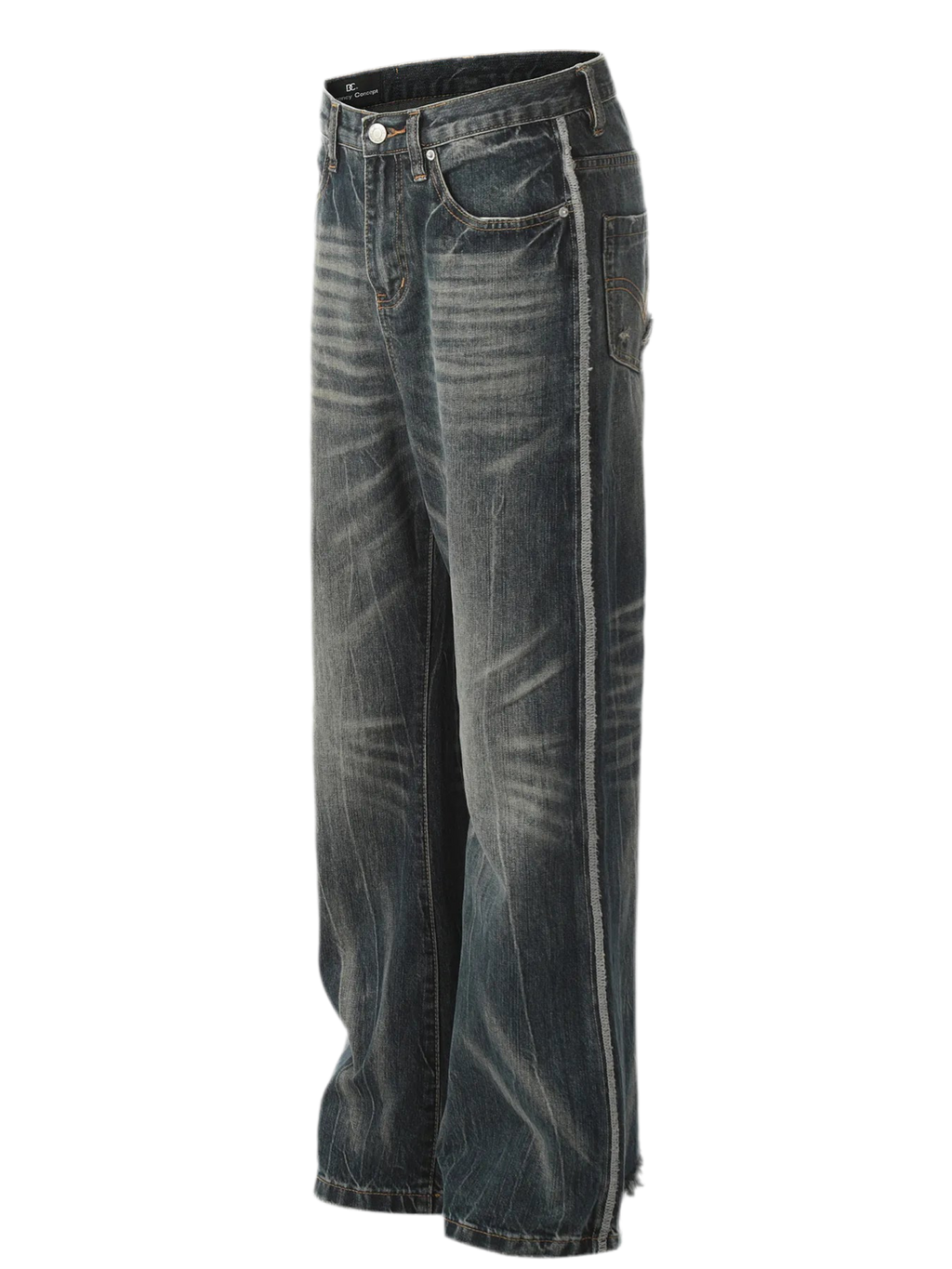 Seam Detail Washed Straight Jeans