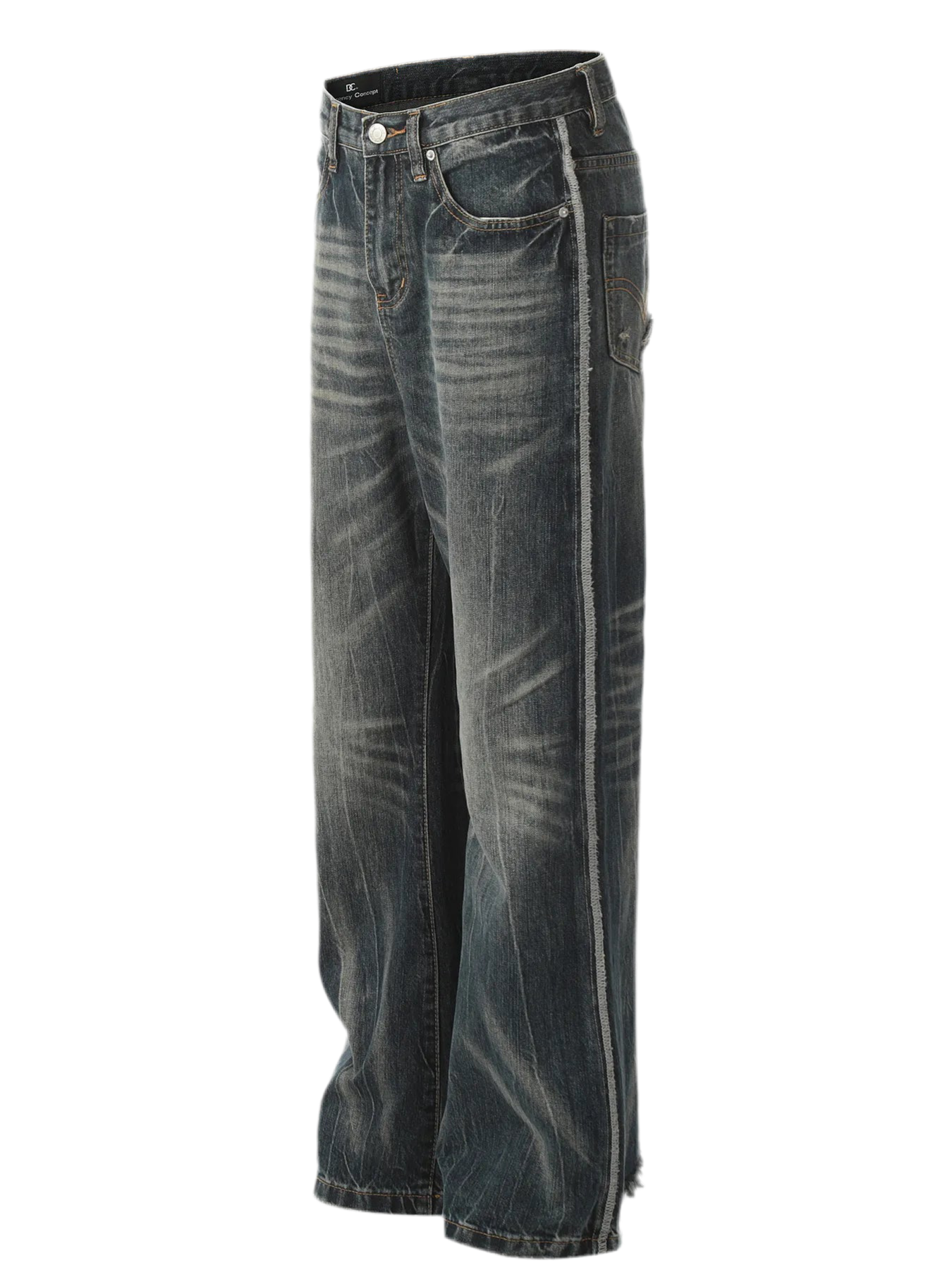 Seam Detail Washed Straight Jeans