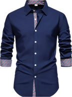Button-Down Shirt with Checkered Contrast Trim