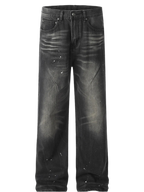 Baggy Straight Leg Jeans with Paint Splatter Detail