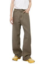 Straight-Leg Jeans with Back Elastic Waistband