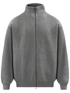 Ribbed Knit Zip-Up Cardigan