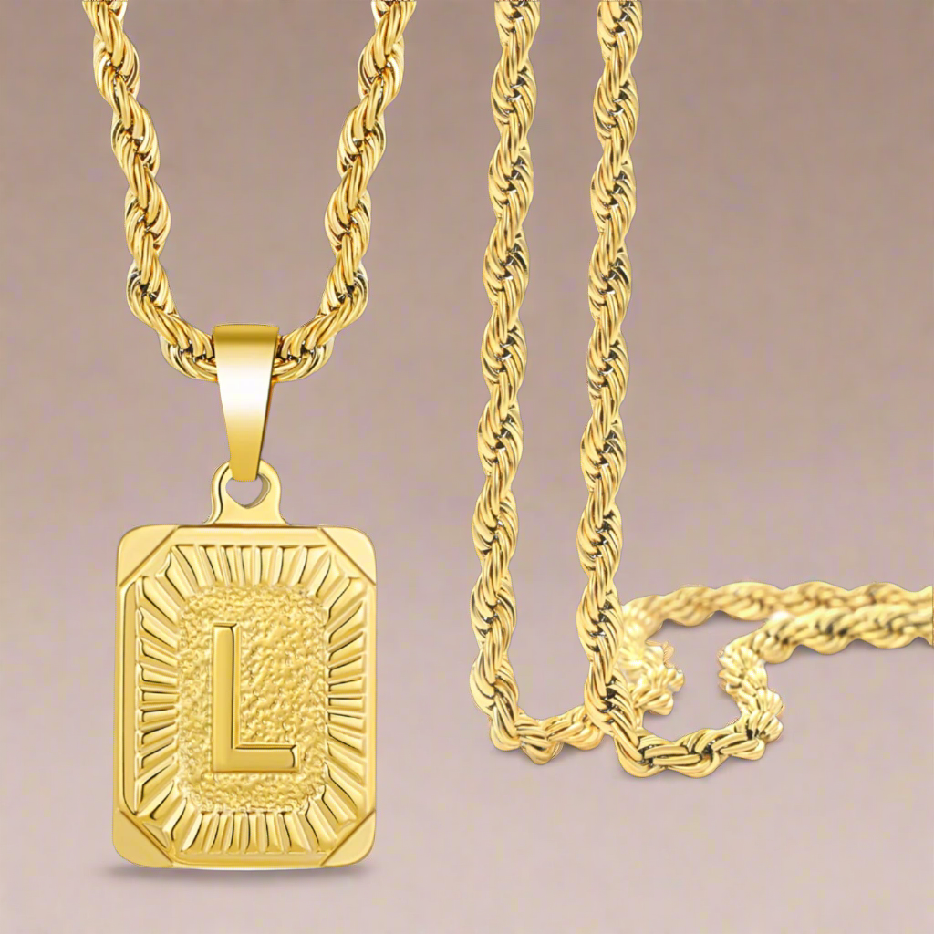Gold Letter Charm Necklace