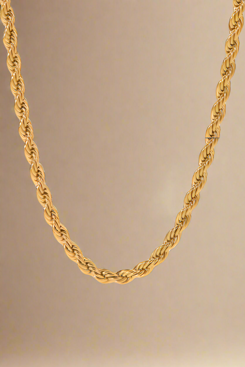 18K Gold Steel Twist Necklace
