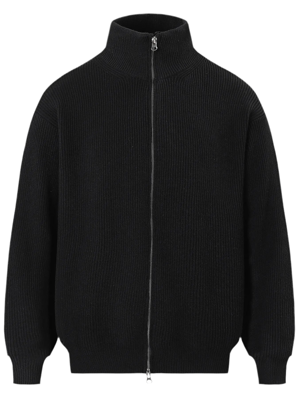Ribbed Knit Zip-Up Cardigan