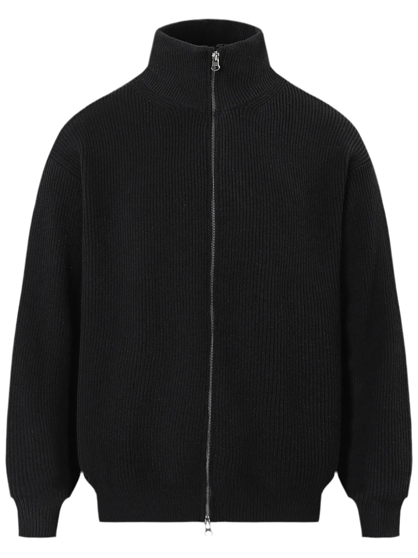 Ribbed Knit Zip-Up Cardigan