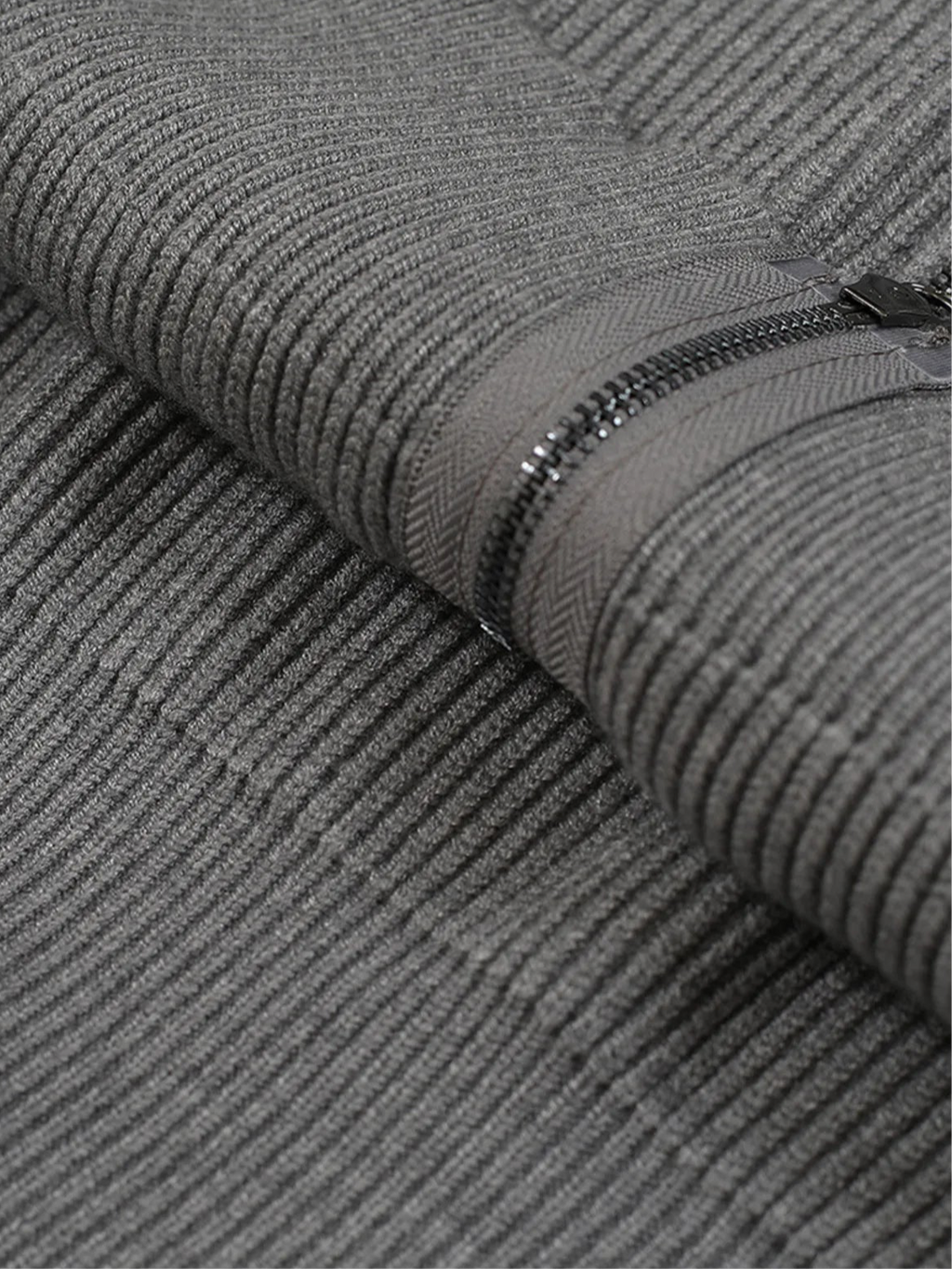 Ribbed Knit Zip-Up Cardigan