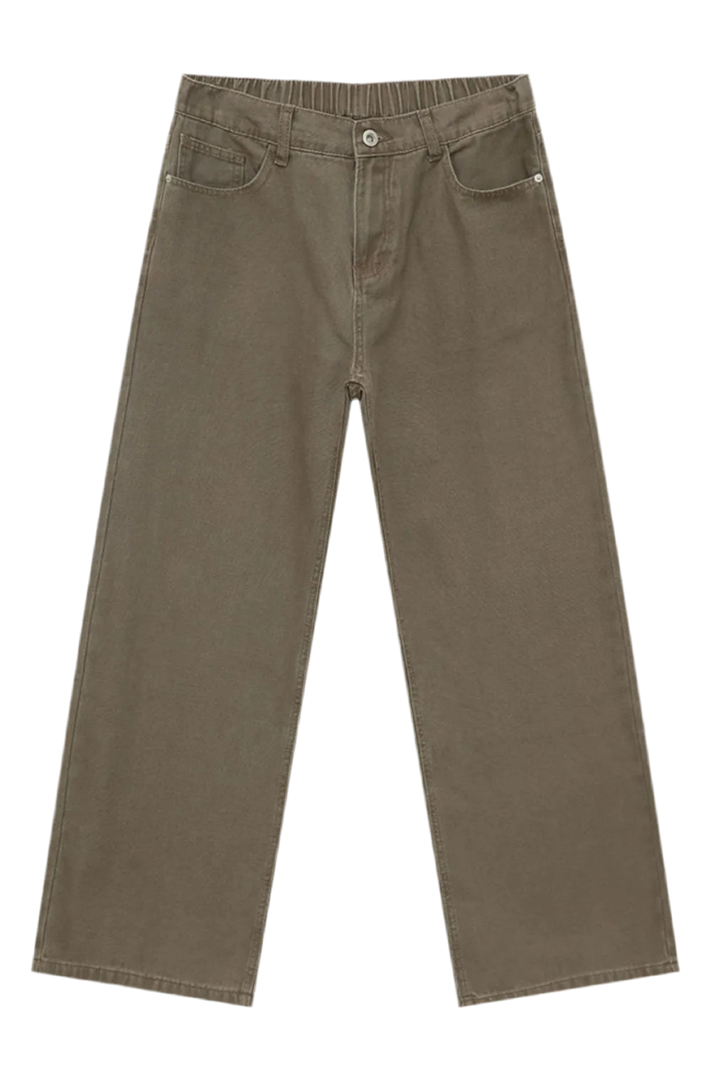 Straight-Leg Jeans with Back Elastic Waistband