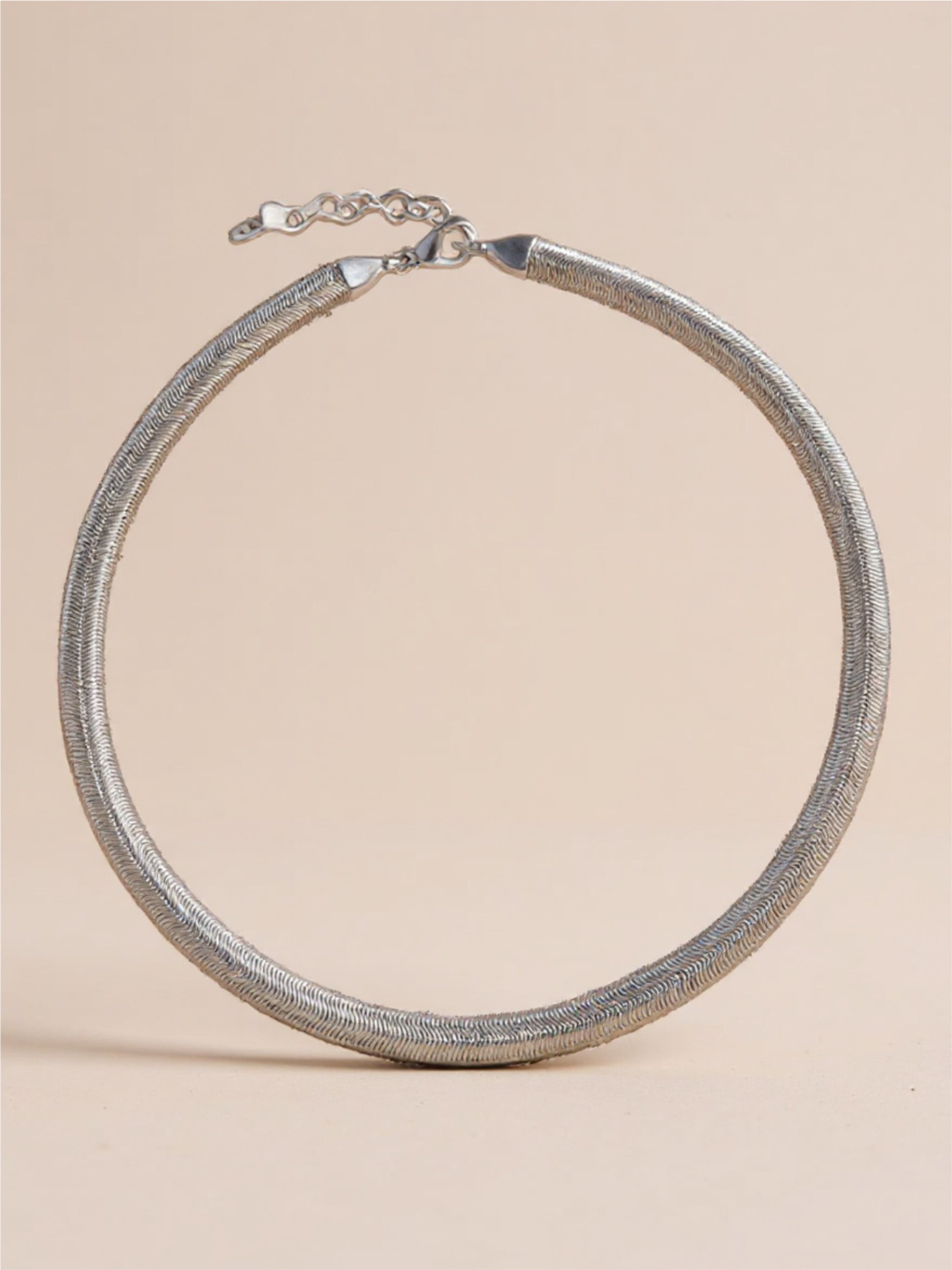 Silver Thick Flat Snake Chain Necklace