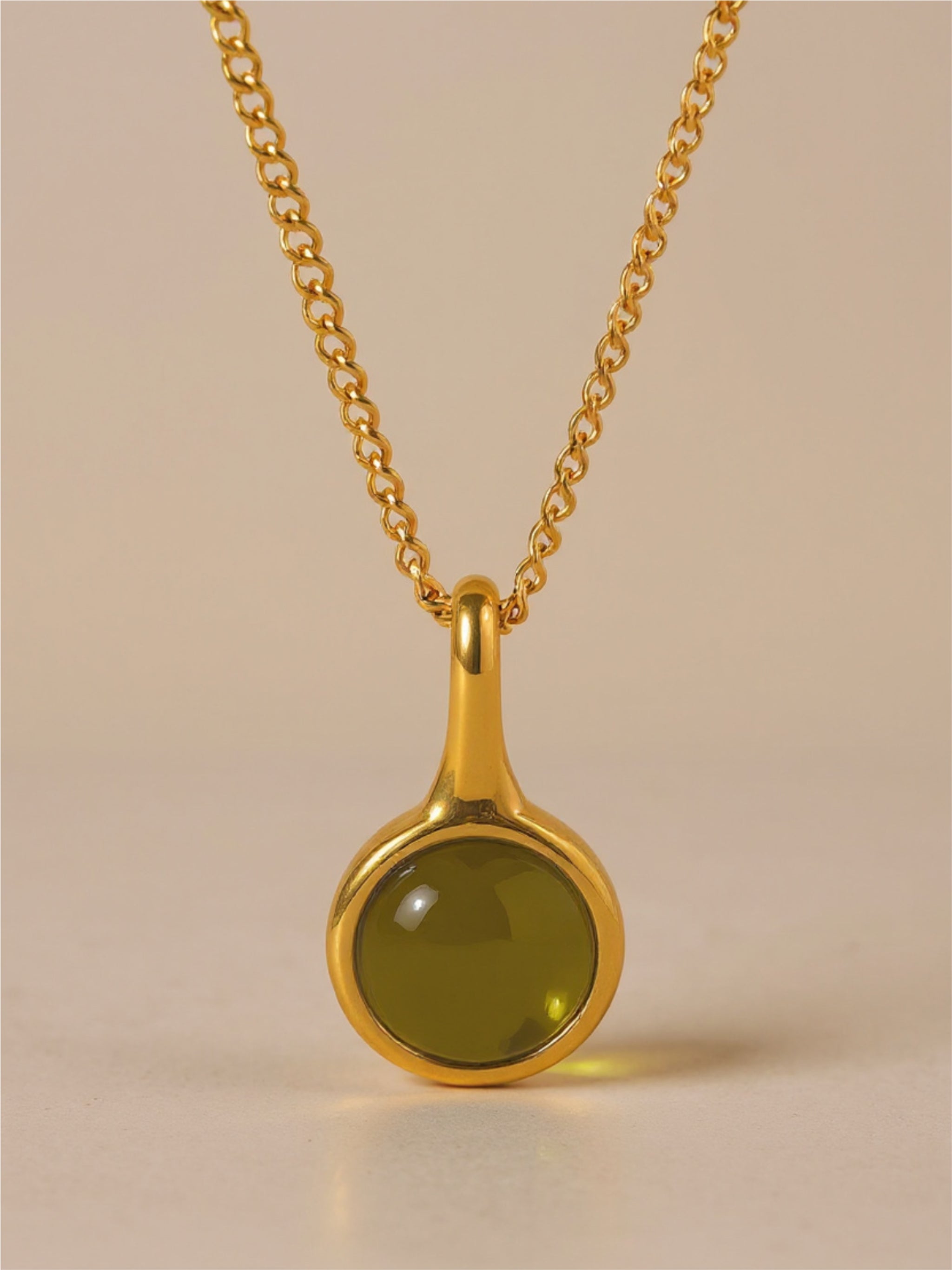 Green Opal Gold Charm Necklace