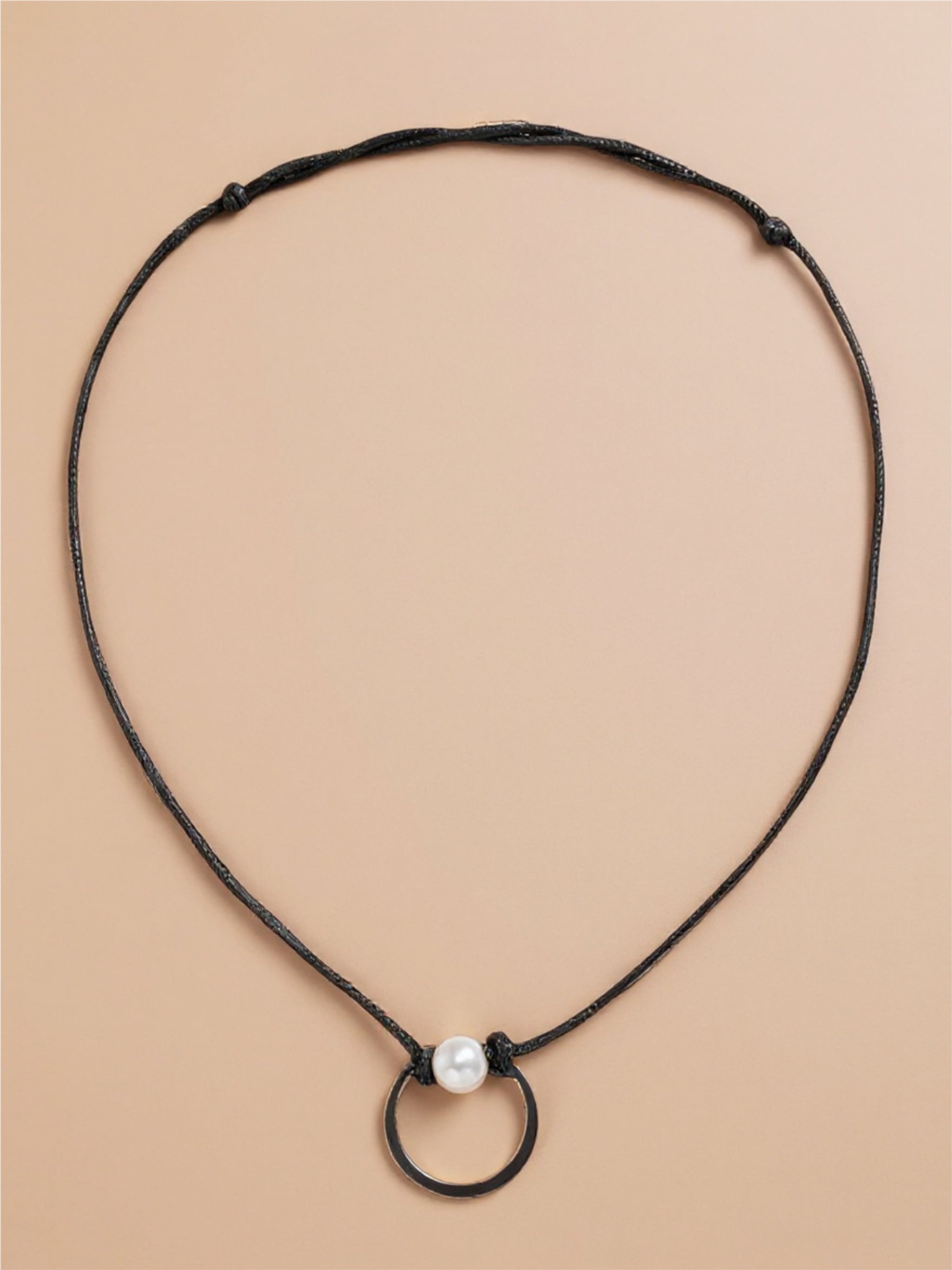 Pearl & Leather Adjustable Necklace