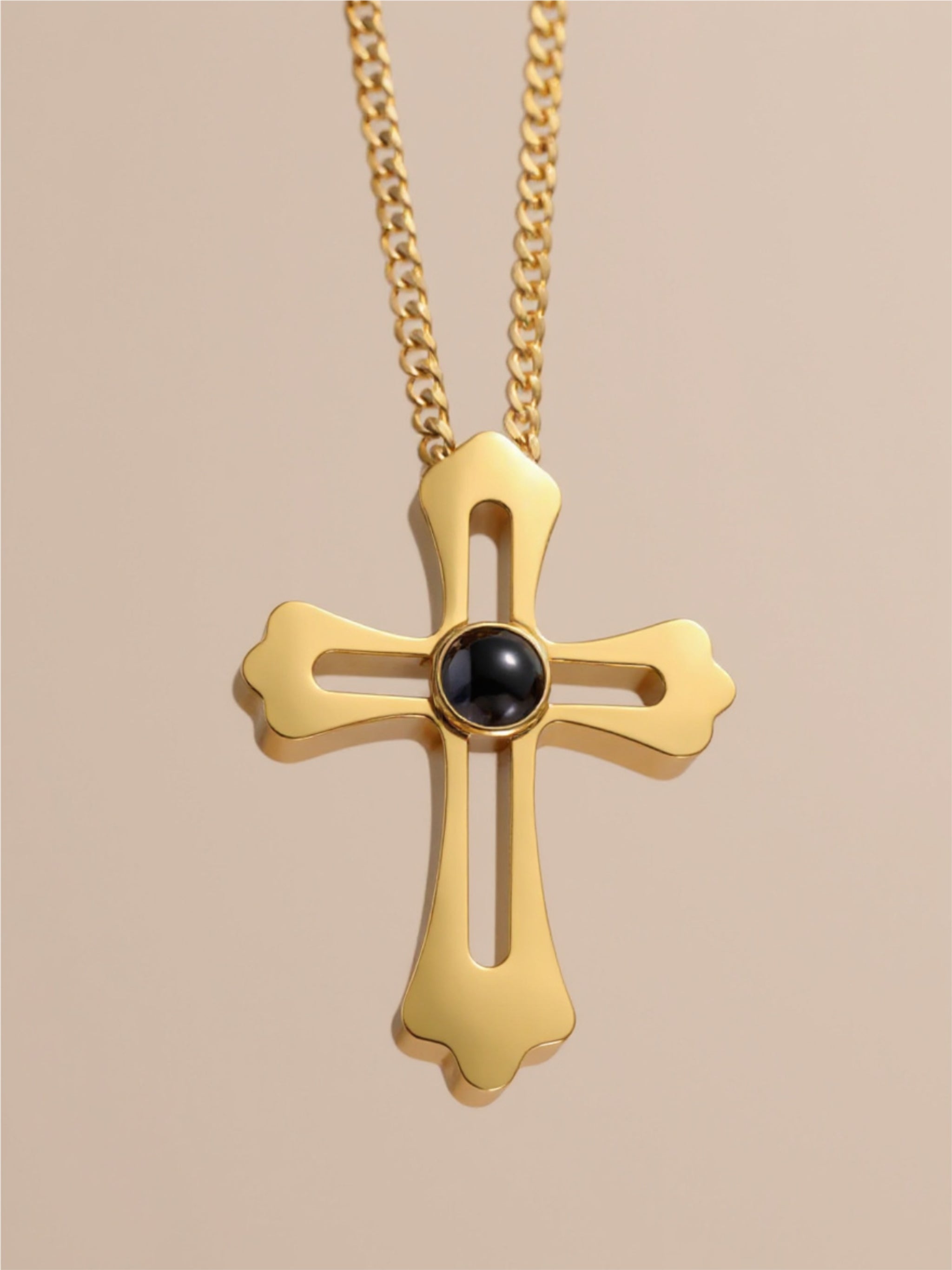Hollow Cross Projection Necklace
