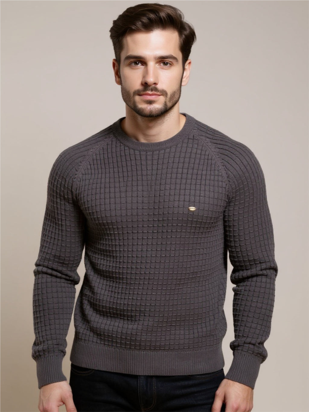 Texture Round Neck Long Sleeve Sweater