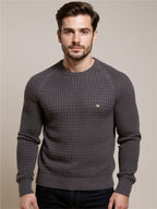 Texture Round Neck Long Sleeve Sweater