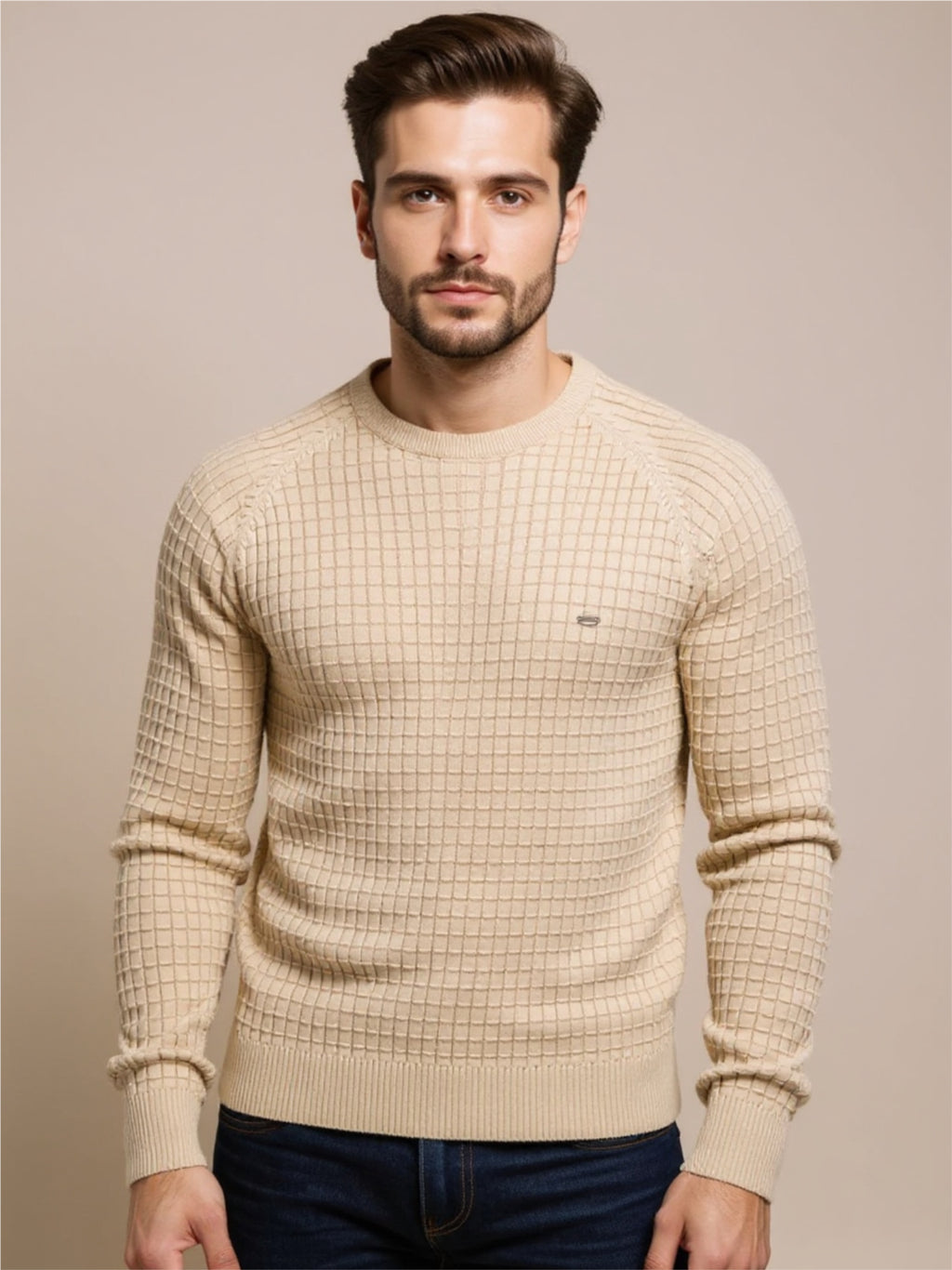 Texture Round Neck Long Sleeve Sweater
