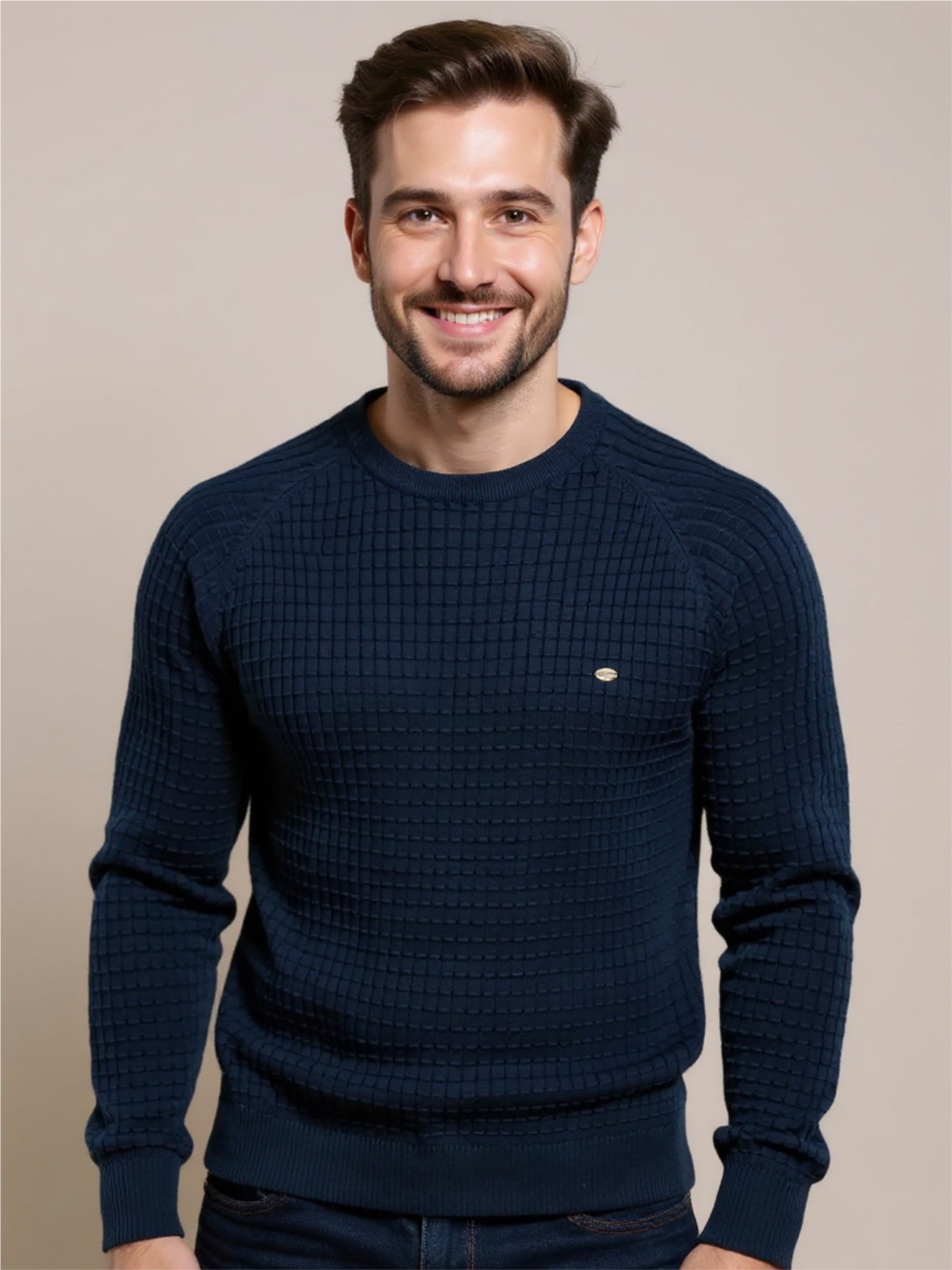 Texture Round Neck Long Sleeve Sweater