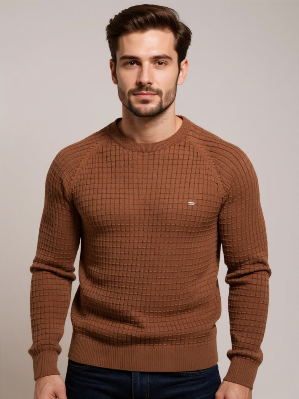 Texture Round Neck Long Sleeve Sweater