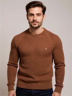 Texture Round Neck Long Sleeve Sweater