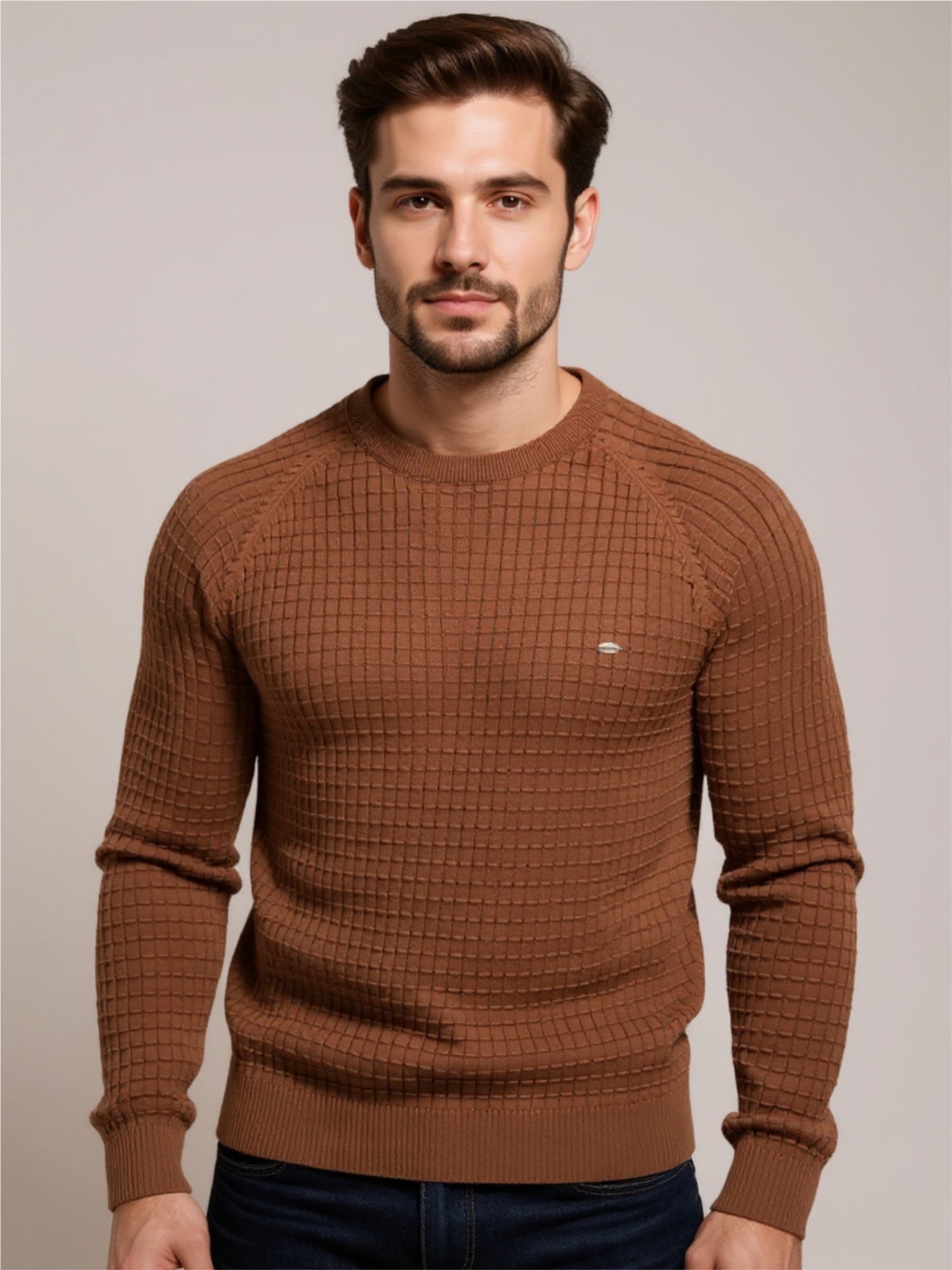 Texture Round Neck Long Sleeve Sweater