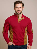 Contrast Quarter Snap Long Sleeve Top