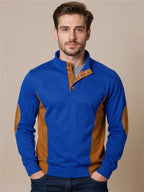 Contrast Quarter Snap Long Sleeve Top