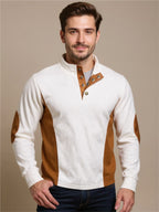 Contrast Quarter Snap Long Sleeve Top