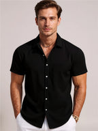Classic Short Sleeve Corduroy Button Down Shirt