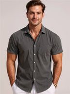 Classic Short Sleeve Corduroy Button Down Shirt
