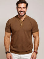 Textured Henley Short Sleeve T-Shirt