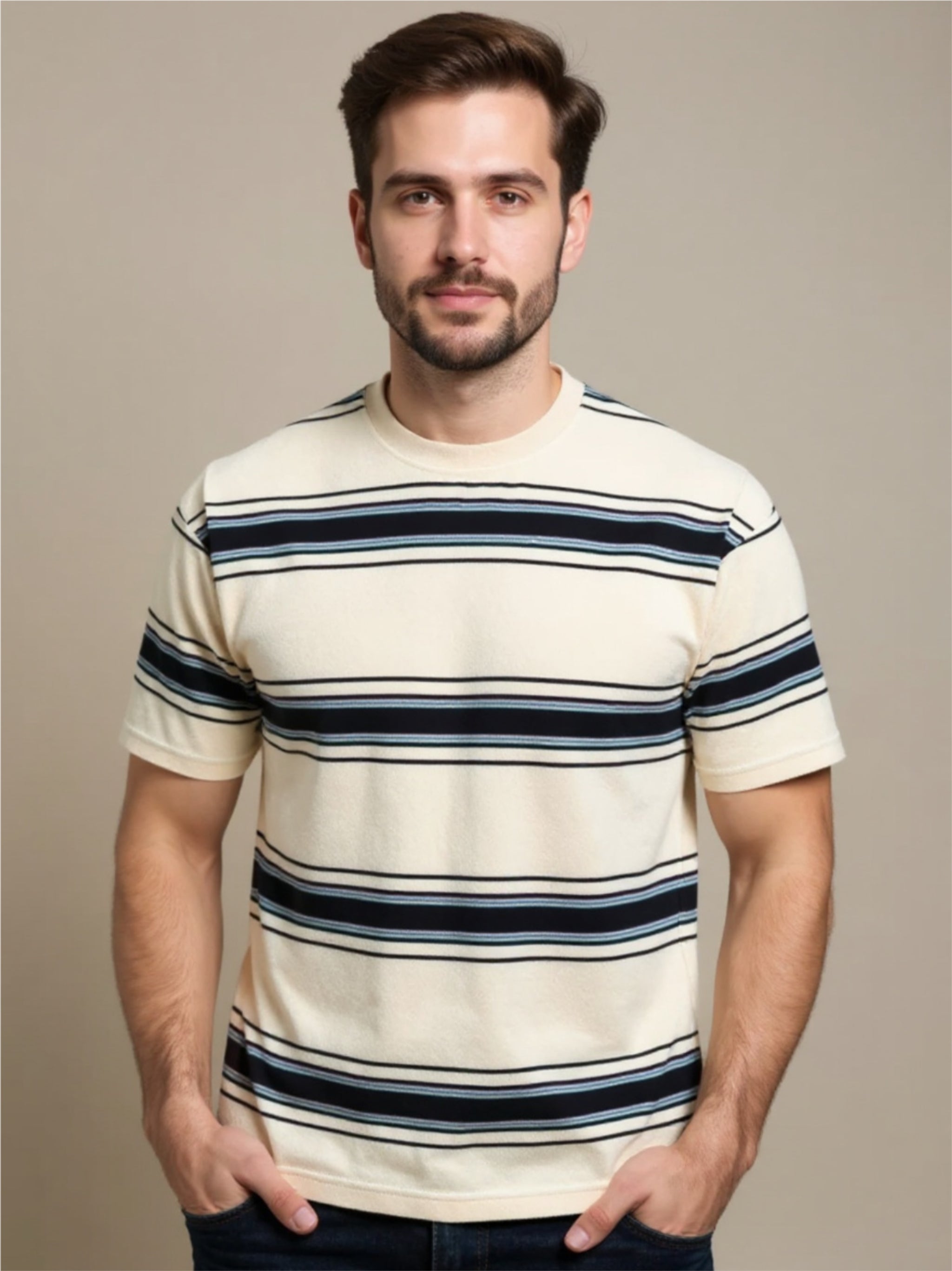 Classic Striped Short Sleeve Crew Neck T-Shirt