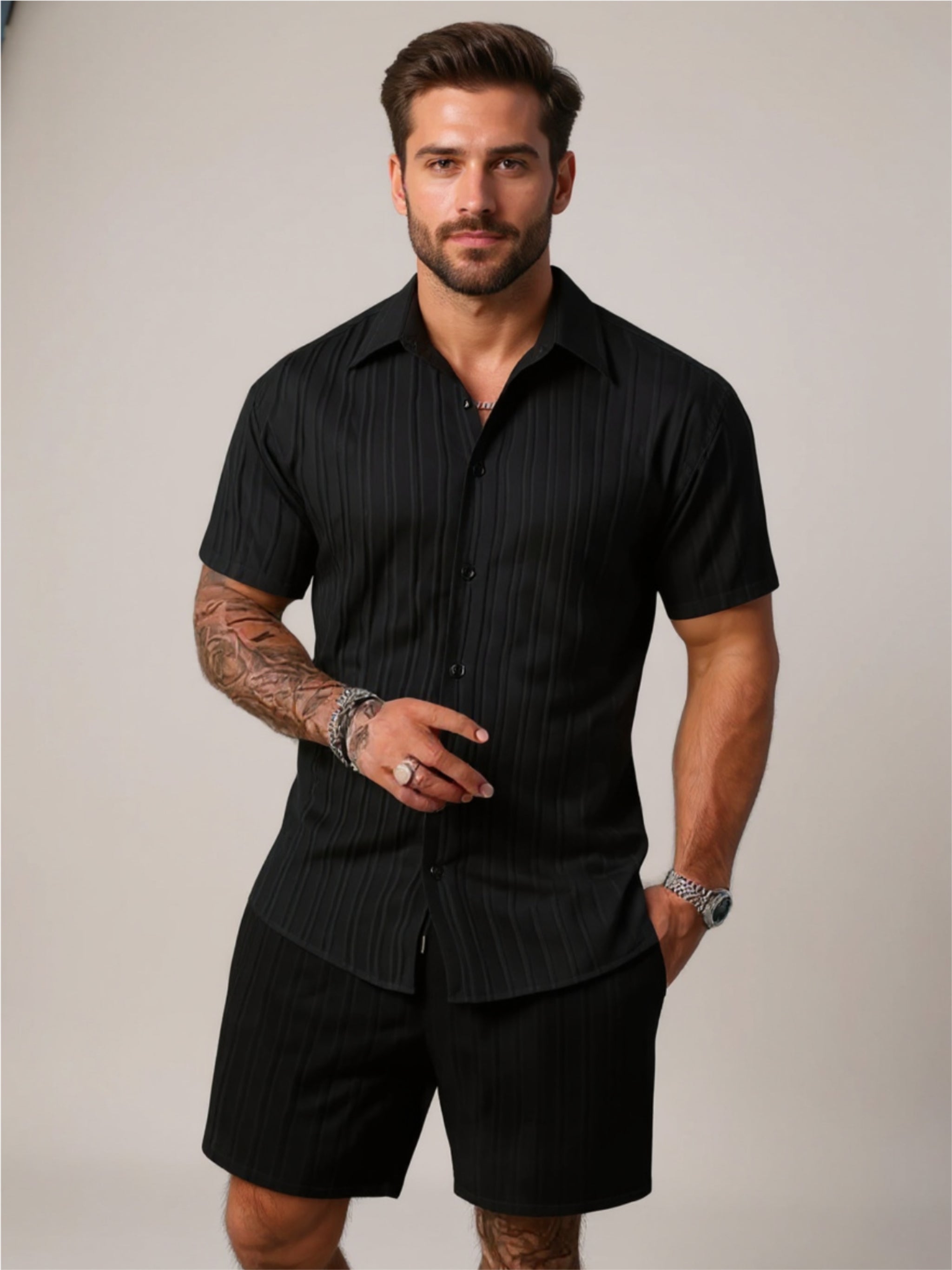 Button Down Short Sleeve Shirt & Shorts Set