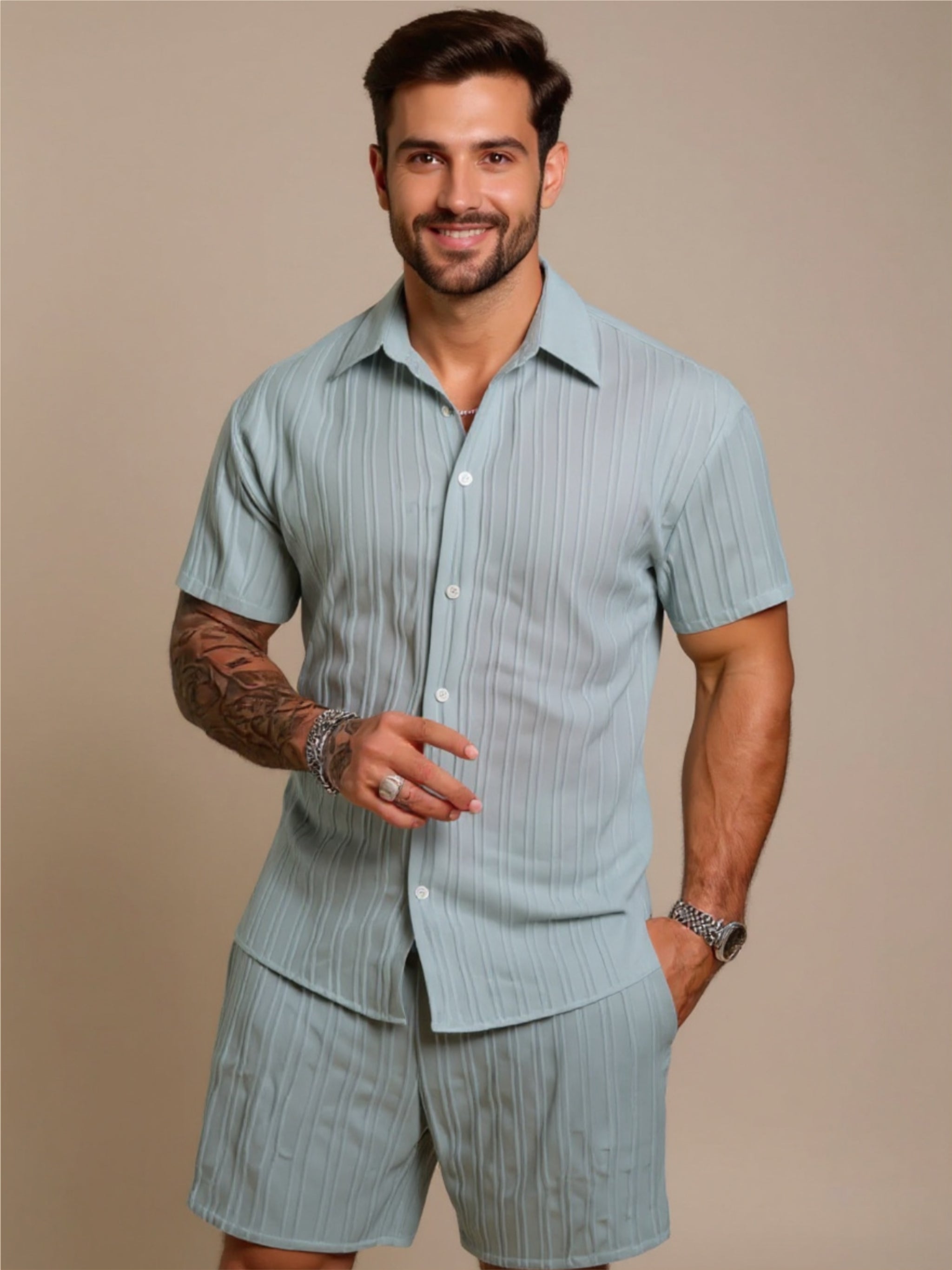 Button Down Short Sleeve Shirt & Shorts Set
