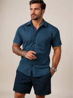 Button Down Short Sleeve Shirt & Shorts Set