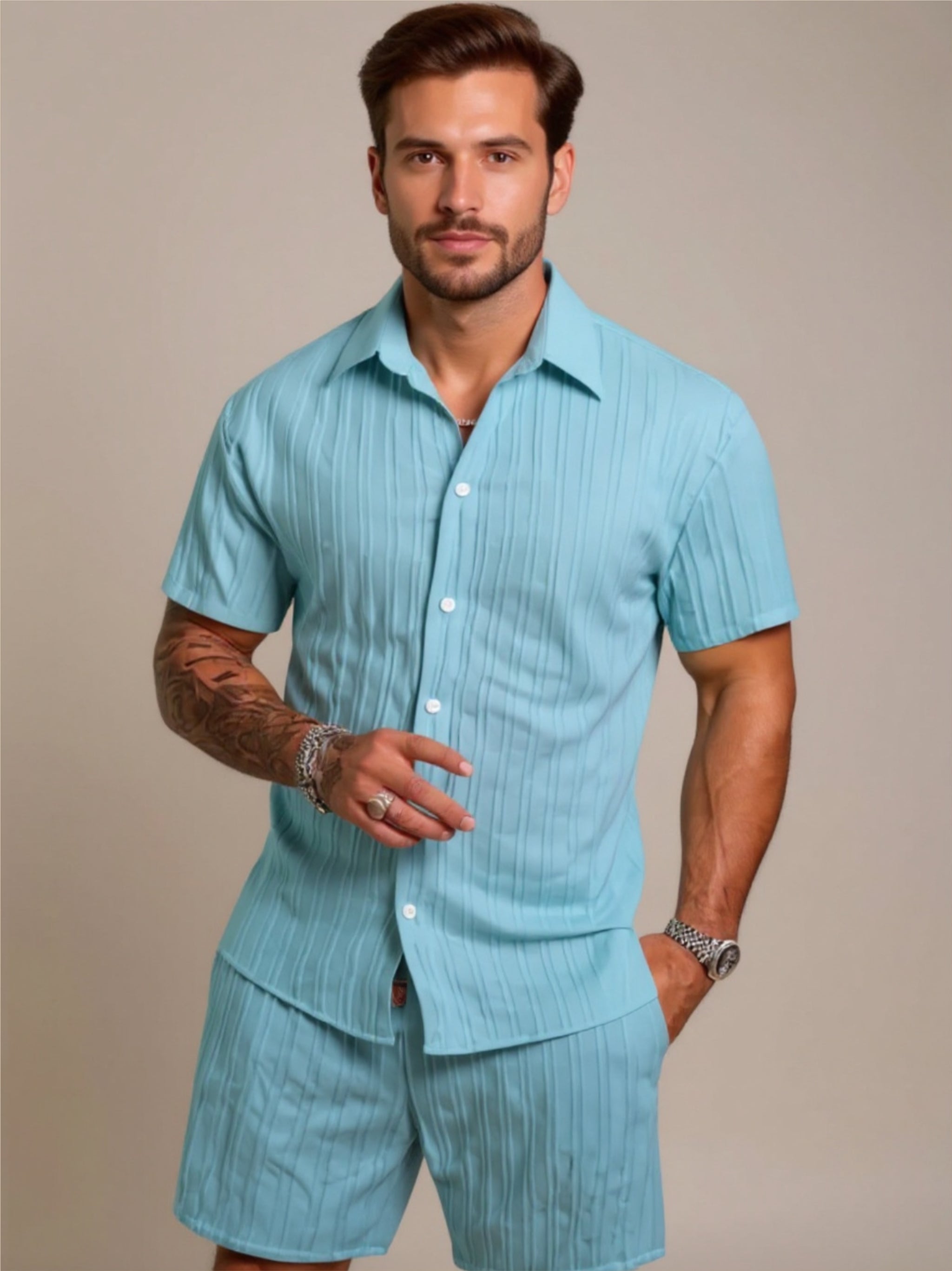 Button Down Short Sleeve Shirt & Shorts Set