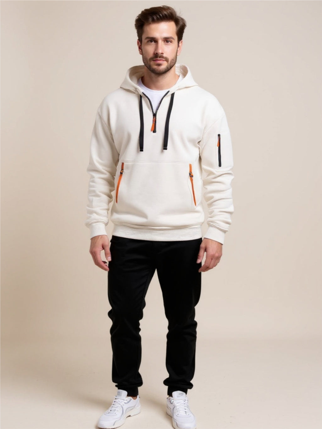 Drawstring Half Zip Hoodie & Pants Set