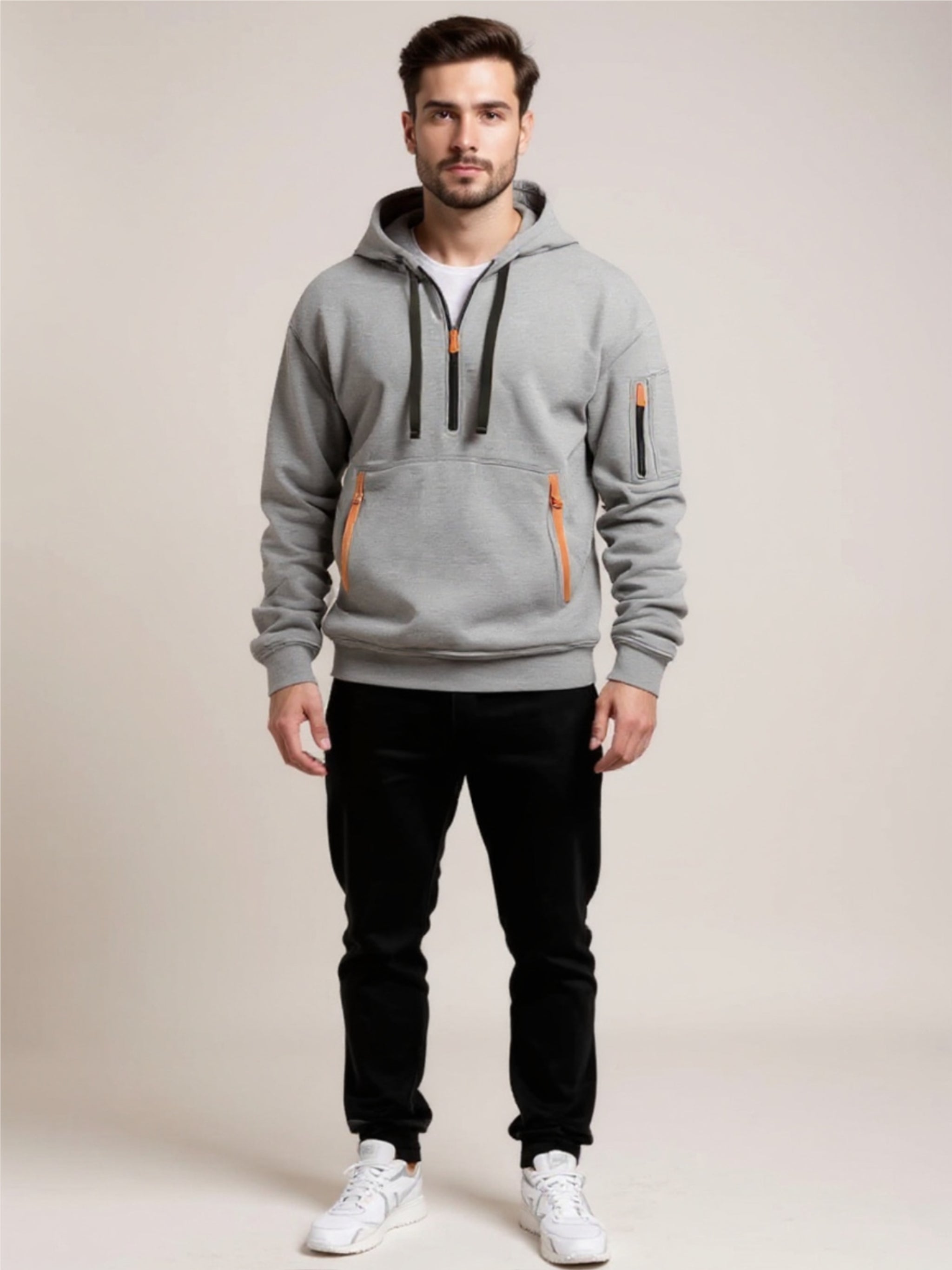 Drawstring Half Zip Hoodie & Pants Set
