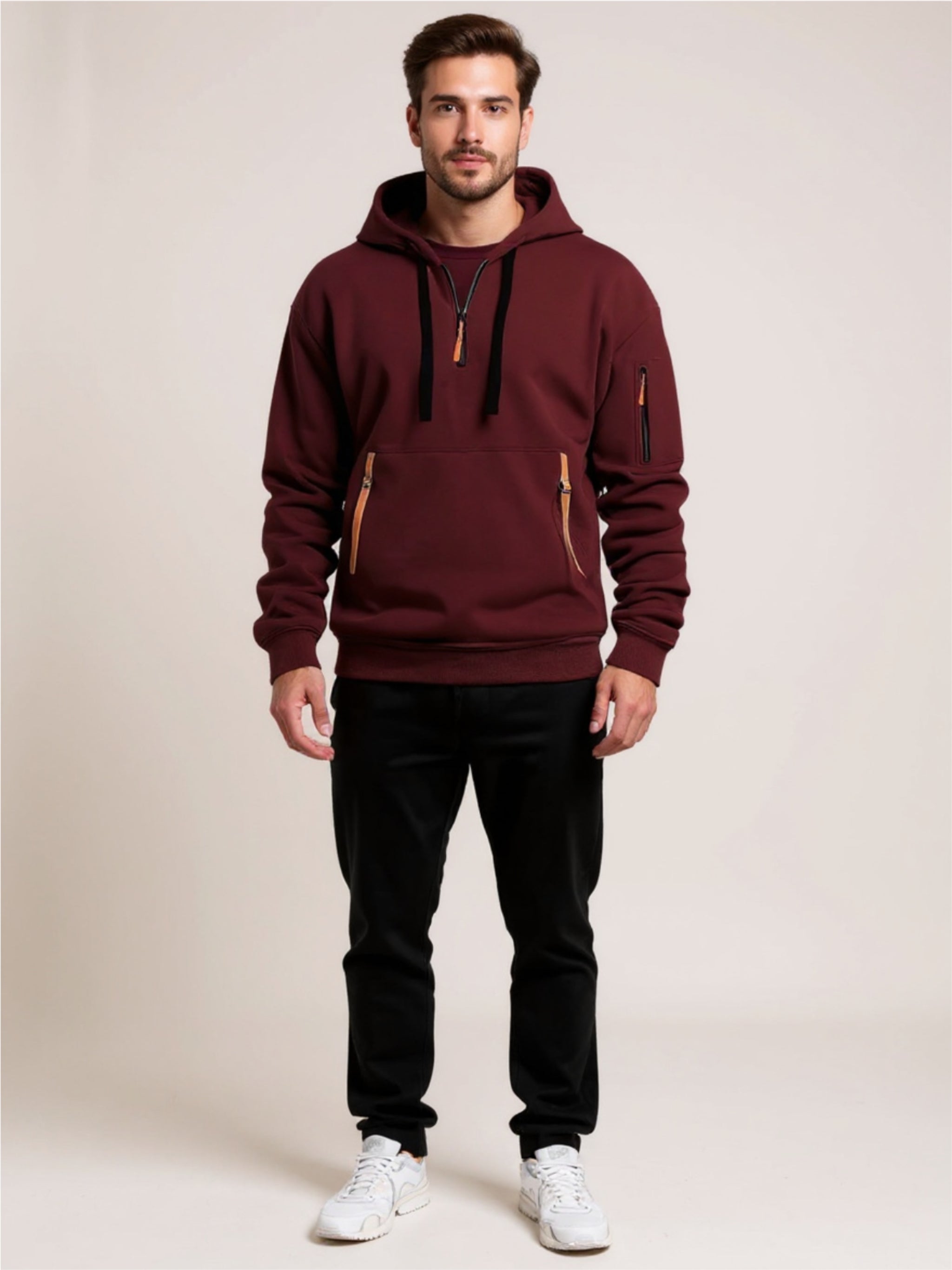 Drawstring Half Zip Hoodie & Pants Set