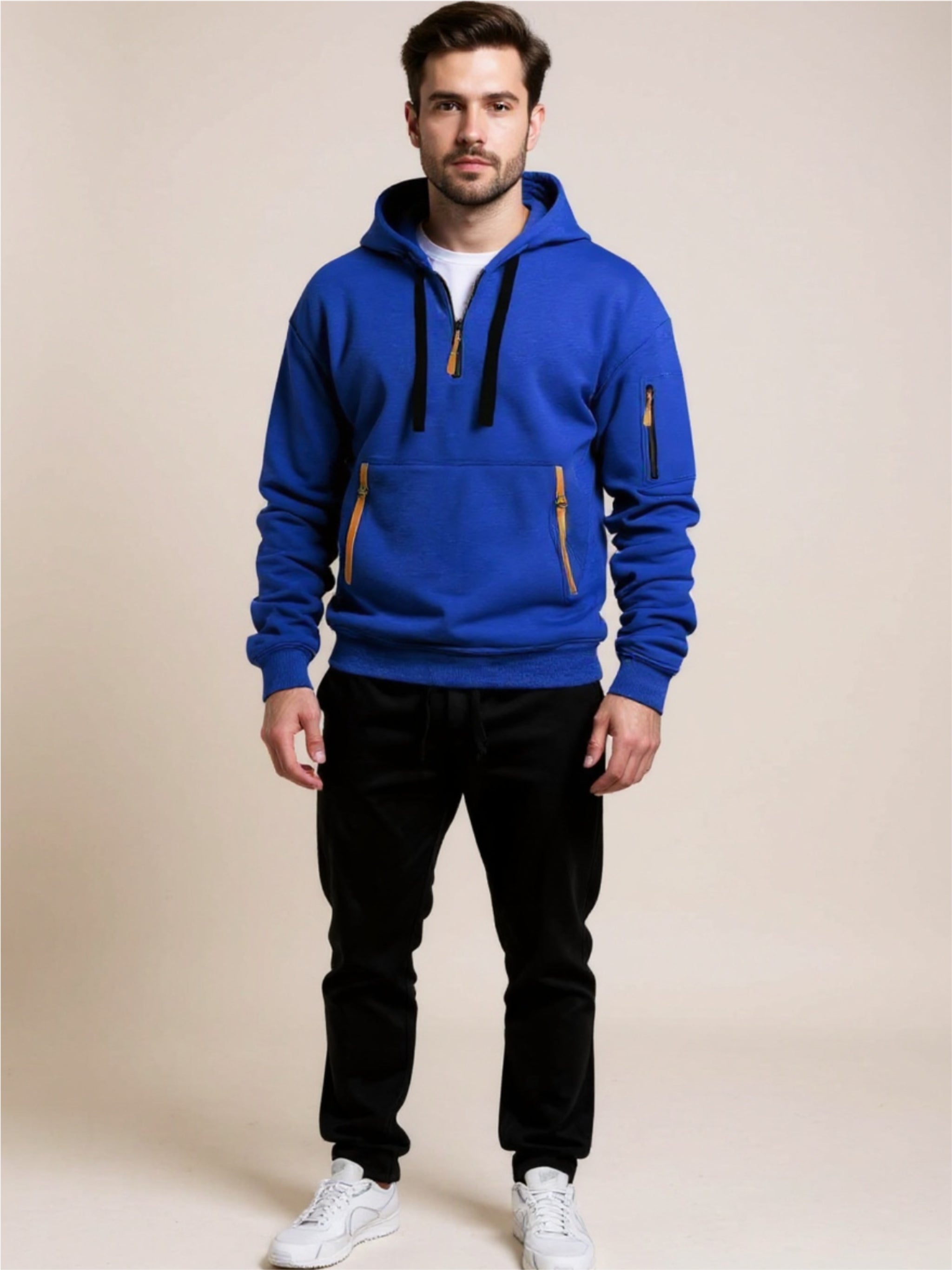 Drawstring Half Zip Hoodie & Pants Set