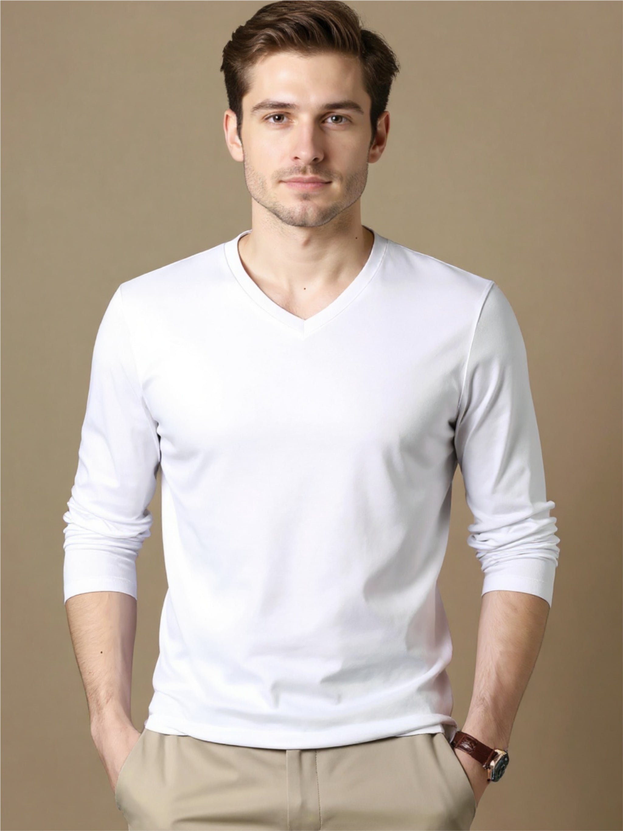 V-Neck Long Sleeve T-Shirt