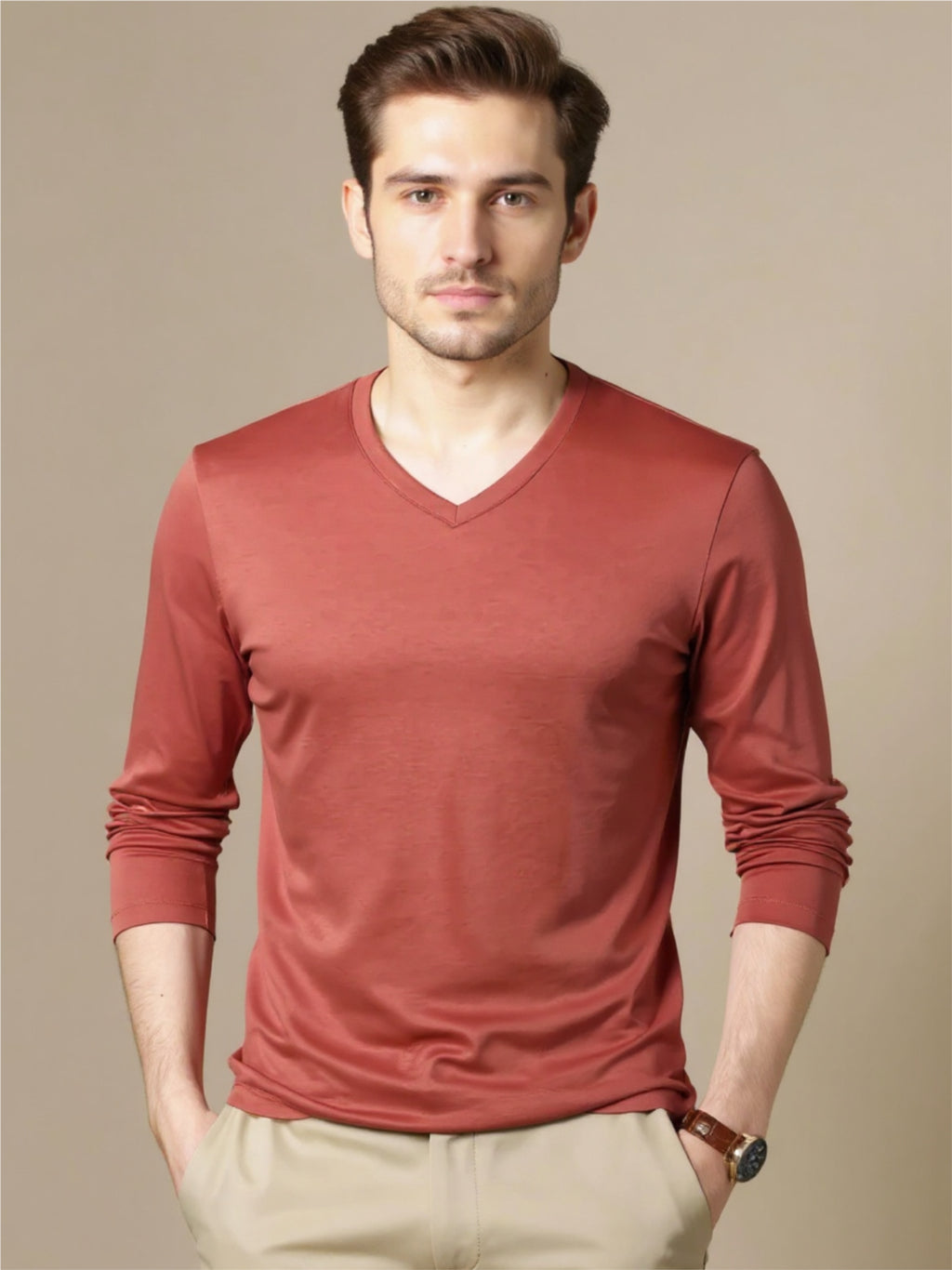 V-Neck Long Sleeve T-Shirt