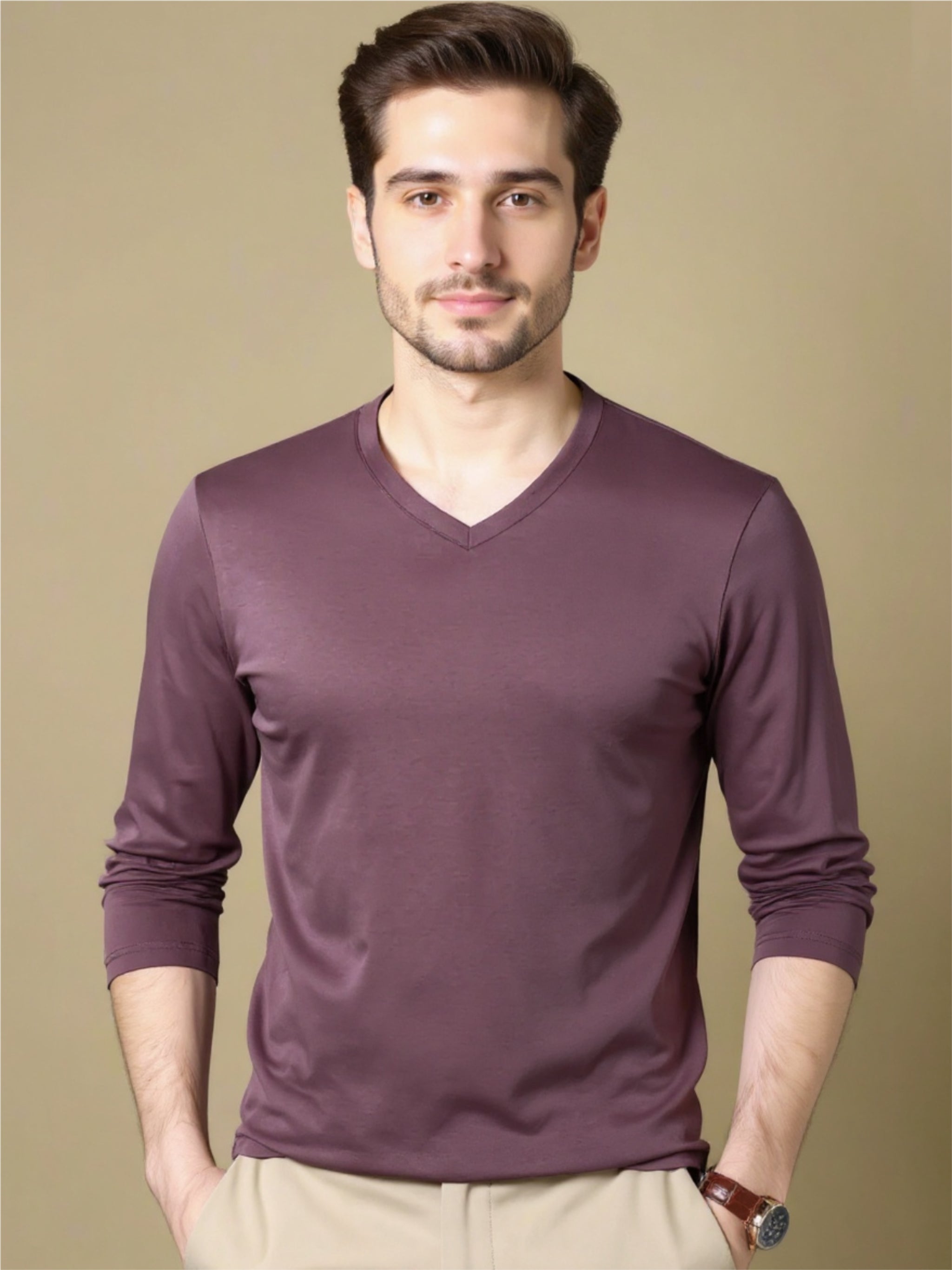 V-Neck Long Sleeve T-Shirt