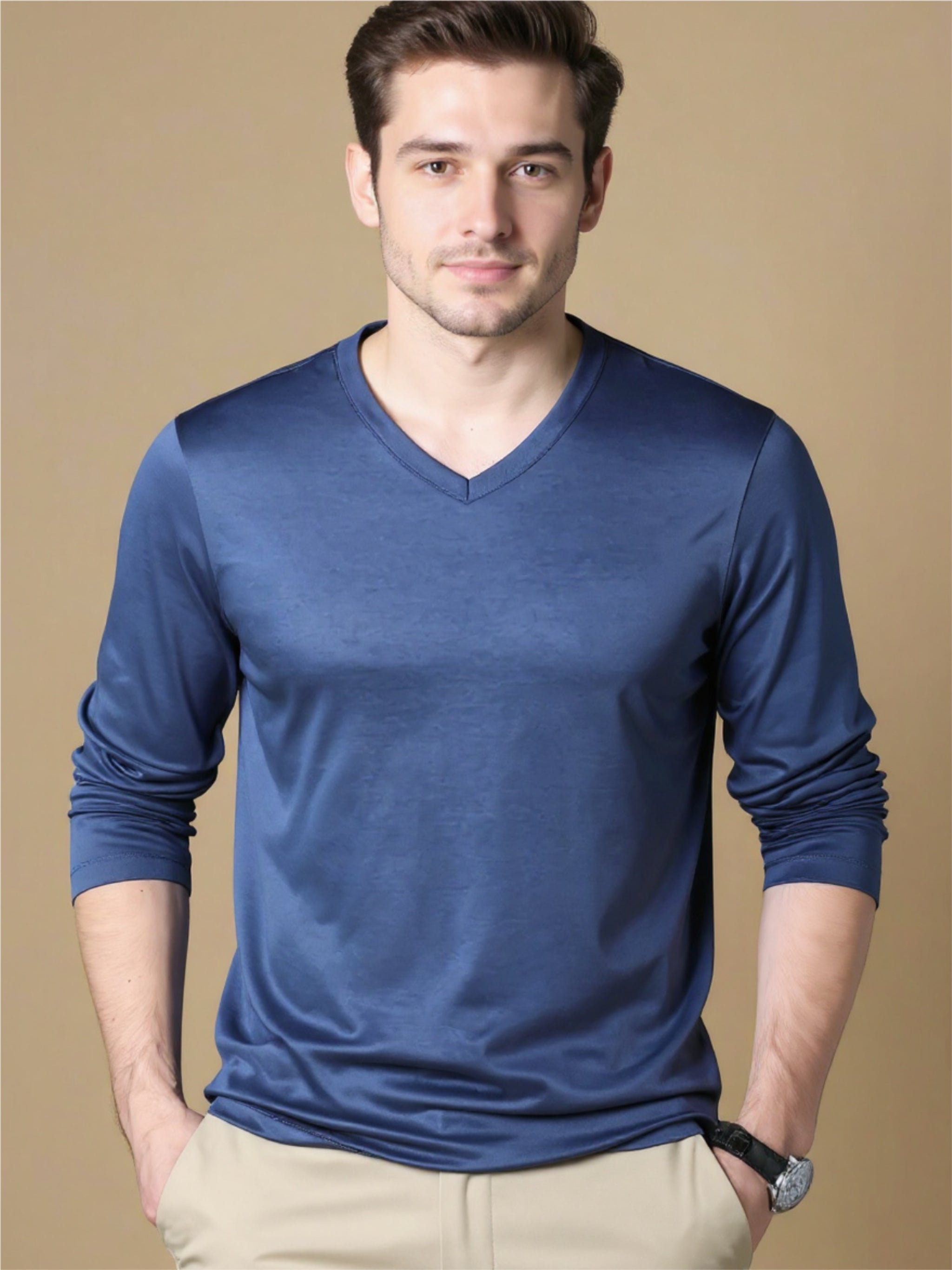 V-Neck Long Sleeve T-Shirt