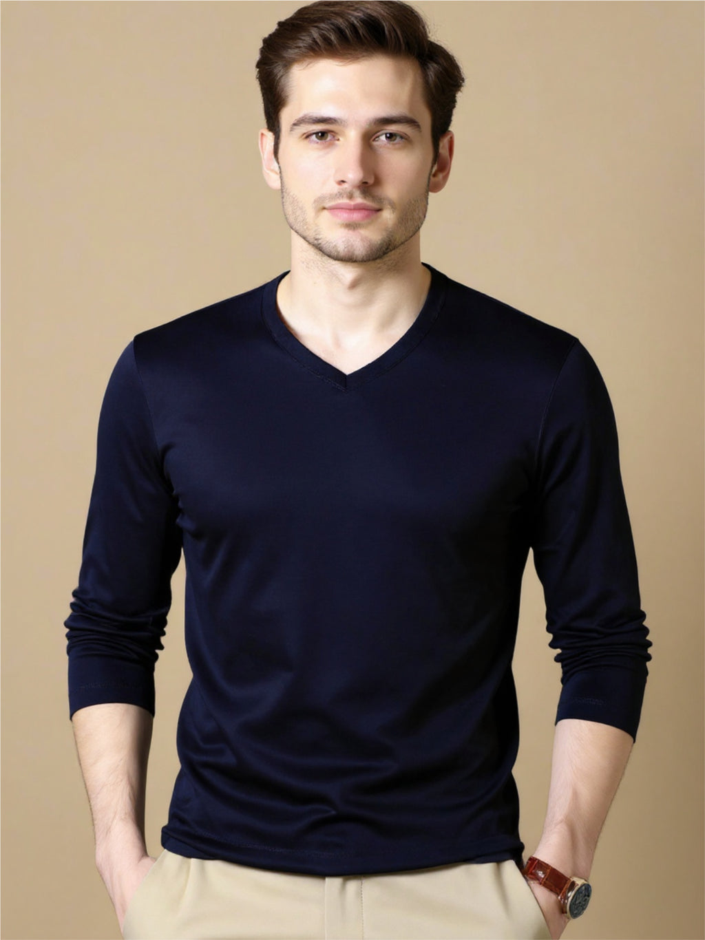 V-Neck Long Sleeve T-Shirt