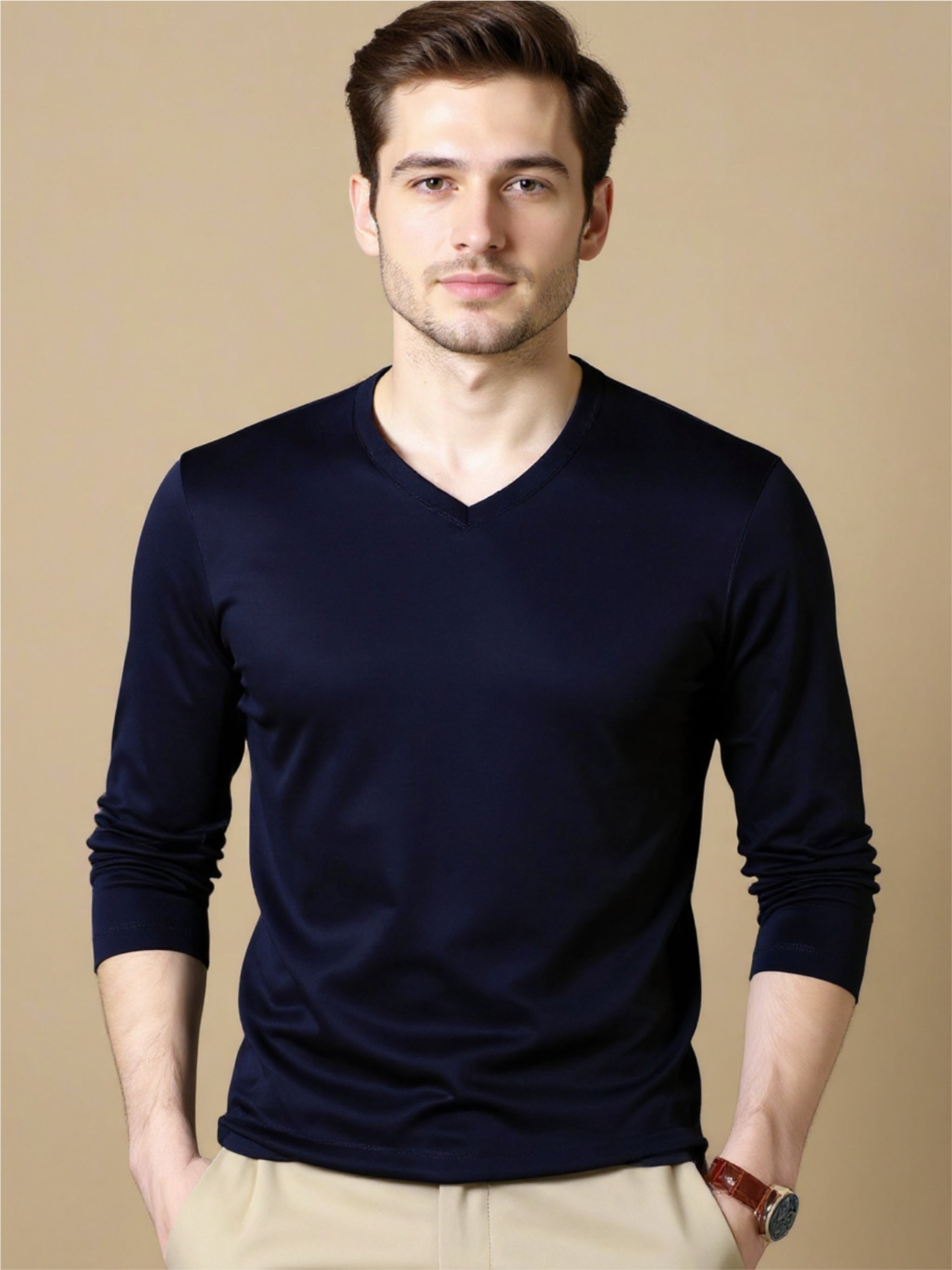 V-Neck Long Sleeve T-Shirt