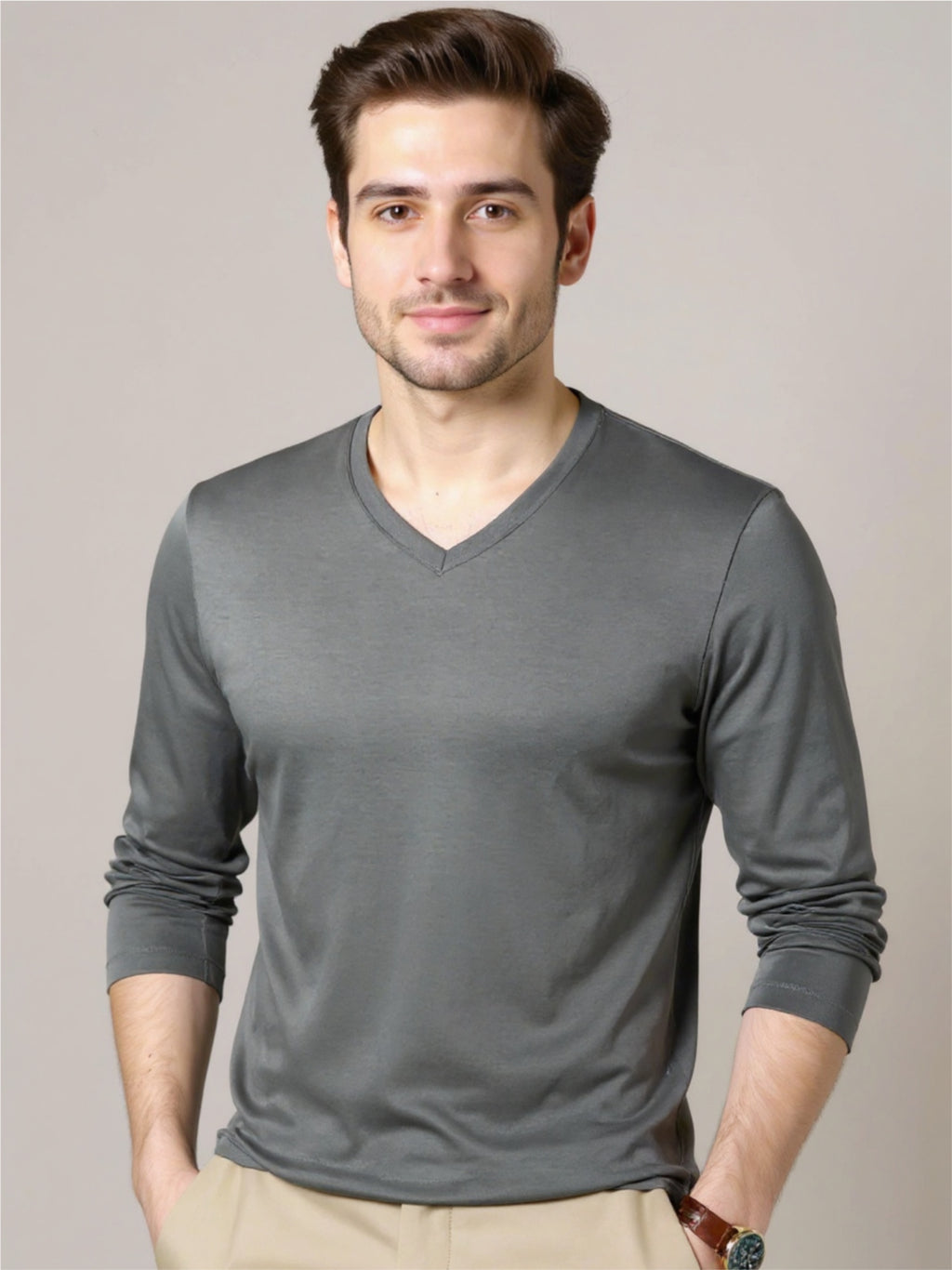 V-Neck Long Sleeve T-Shirt